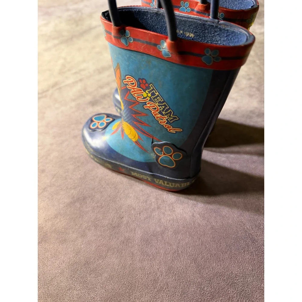 Paw Patrol Toddler Boys Blue Red Rubber Rain Boots Size 5/6 Most Valuable Pups
